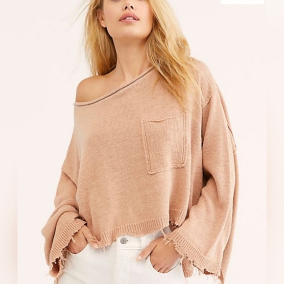 Free People Prism Solid Oversized Sweater Size Small in Tan - Picture 1 of 11